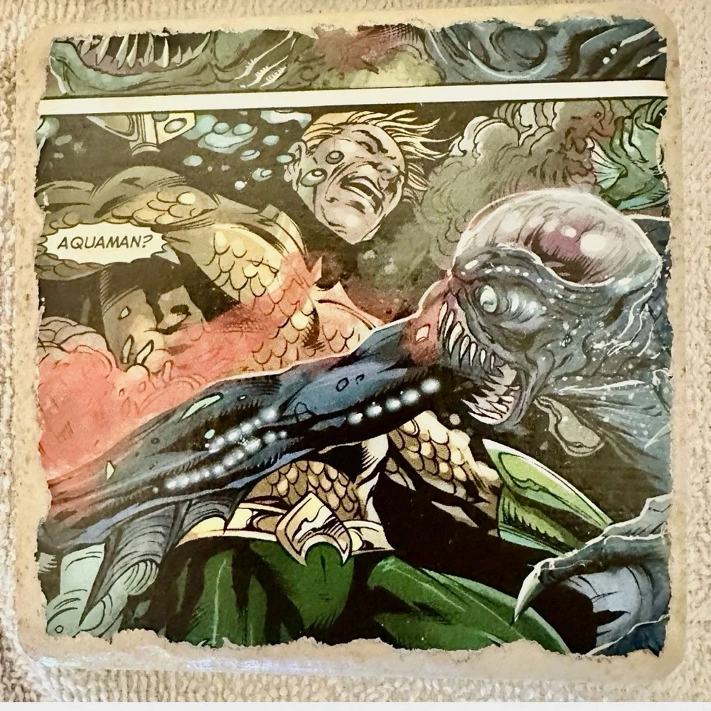 DC Comics Aquaman Justice League Tile Coasters Set of 4 Handmade